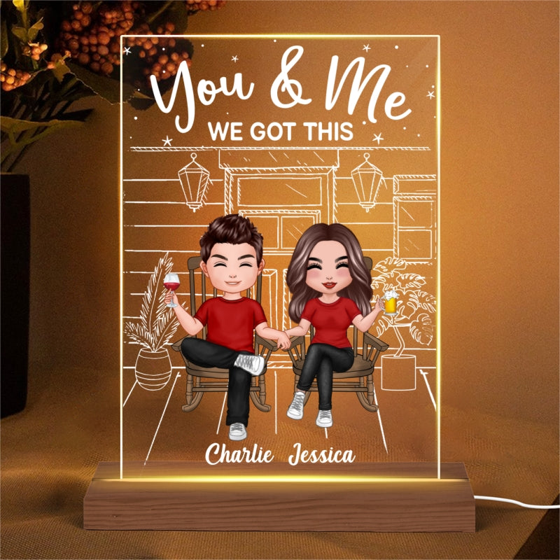 Couple Sitting Front Porch Personalized Plaque LED Night Light