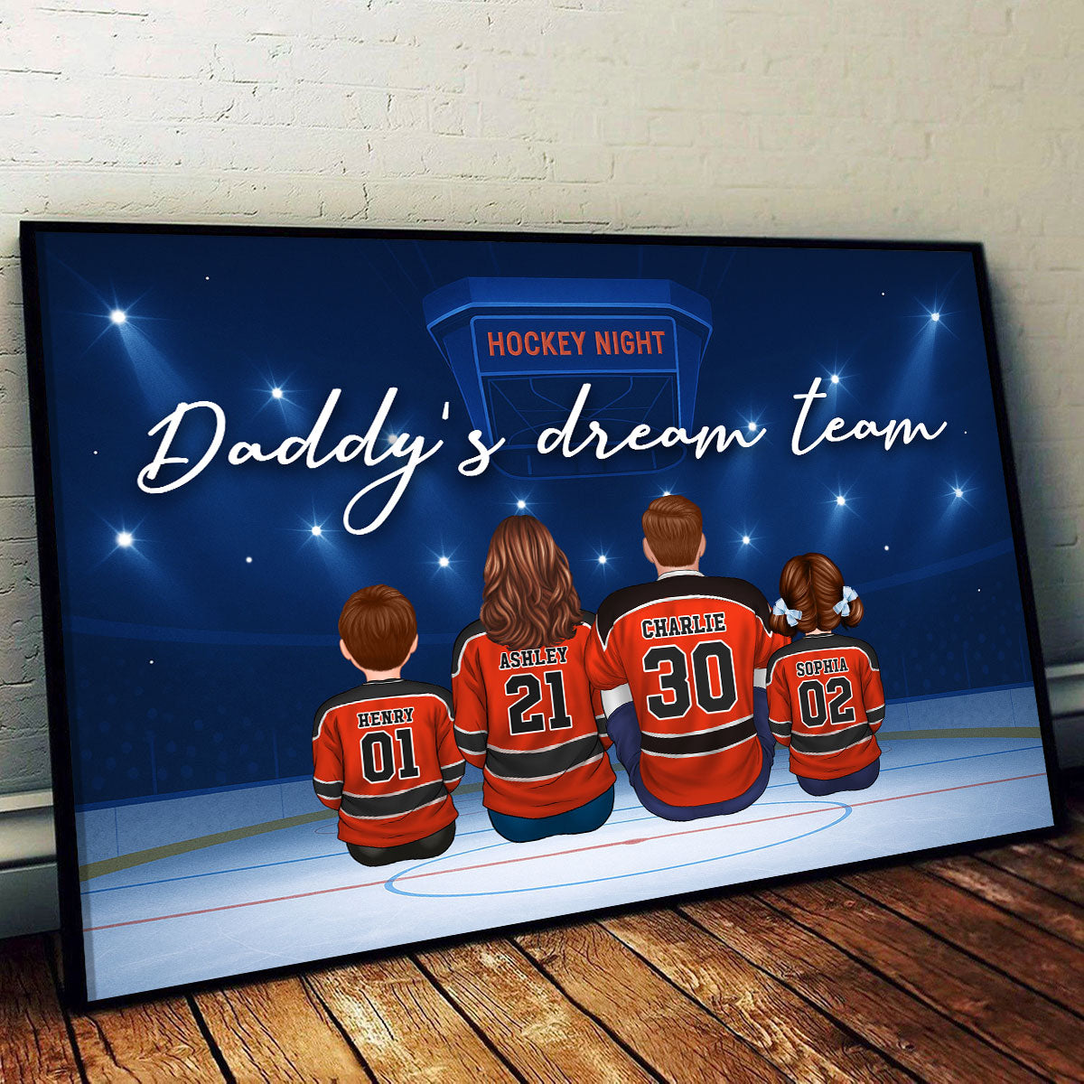 Hockey Daddy's Dream Team Personalized Poster| Unique Father's Day Gift For Dad, Husband
