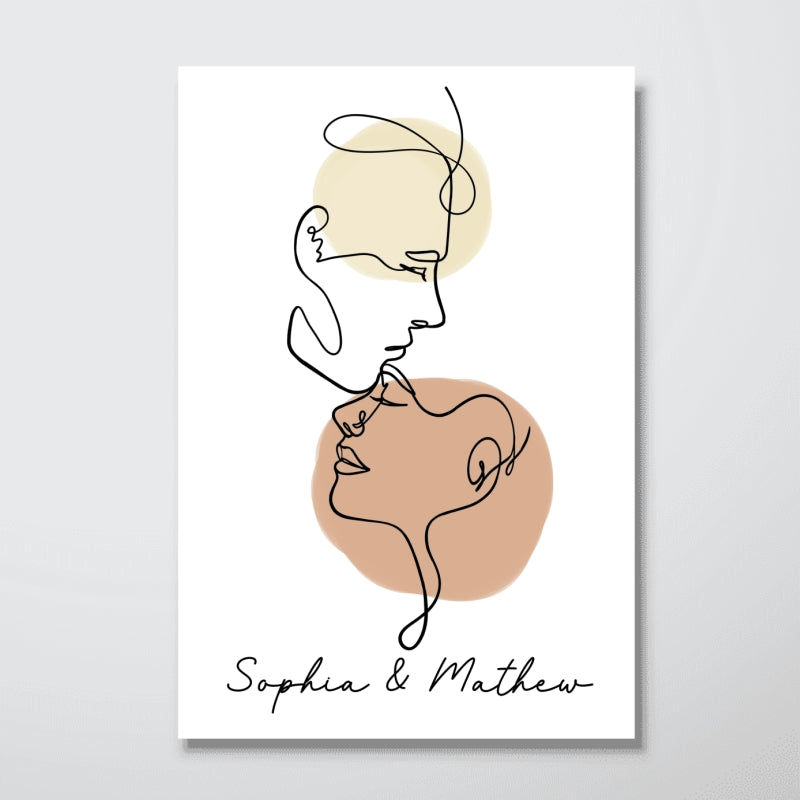 Couple Face Outline Personalized Poster Gift For Him, Gift For Her