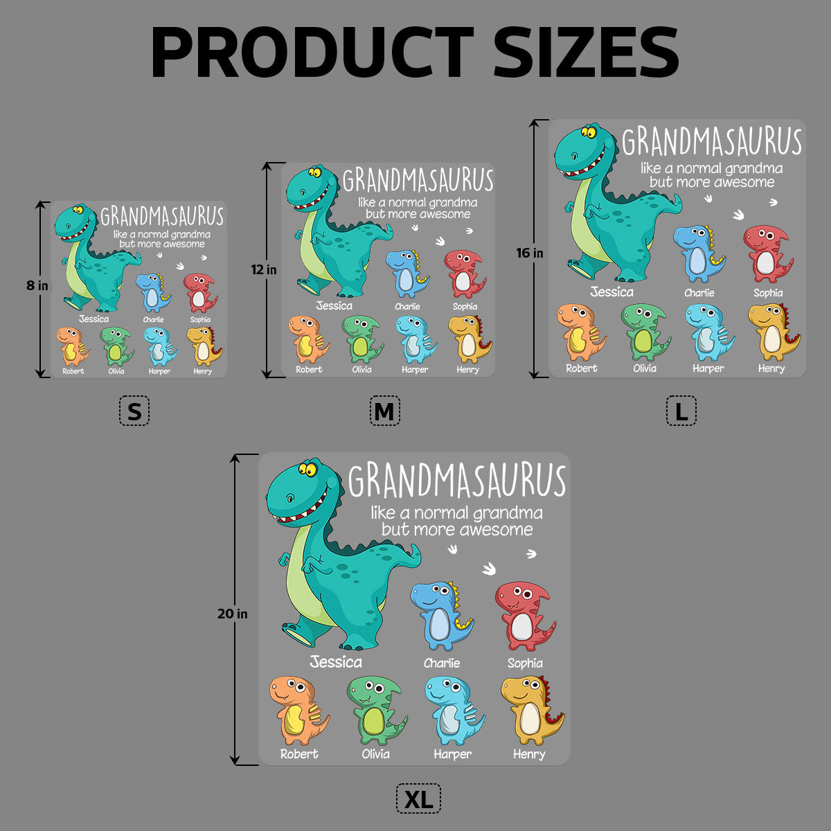 Grandmasaurus And Kids Decor For Grandma On Car Window Fridge Personalized Decal