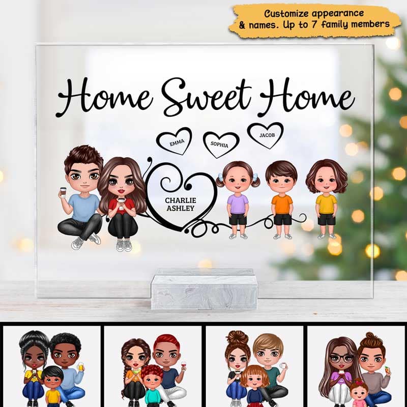 Home Sweet Home Doll Family Personalized Acrylic Plaque