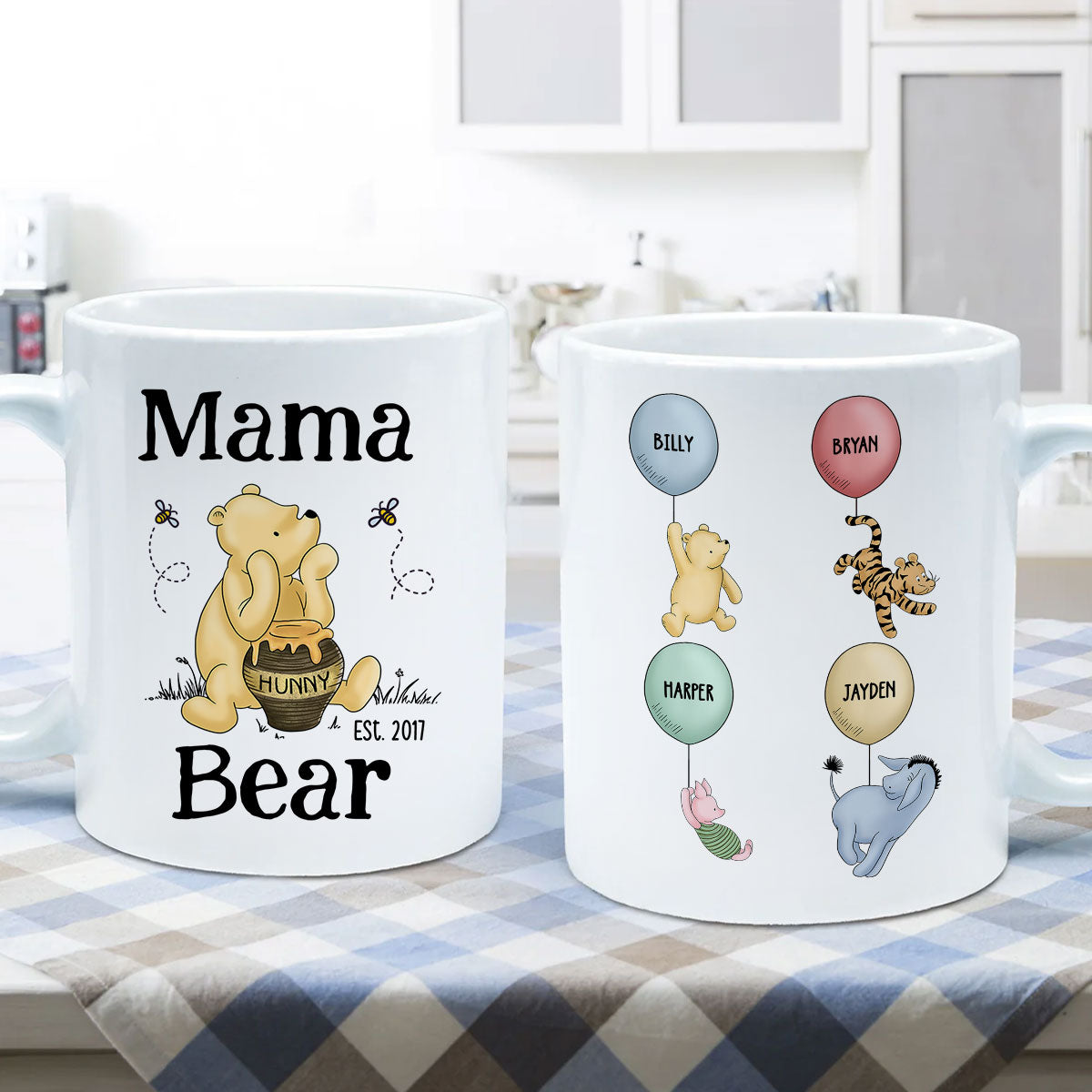 Mama Bear Est. Cute Characters With Balloon Mother‘s Day Gift For Mom Grandma Auntie Personalized Mug