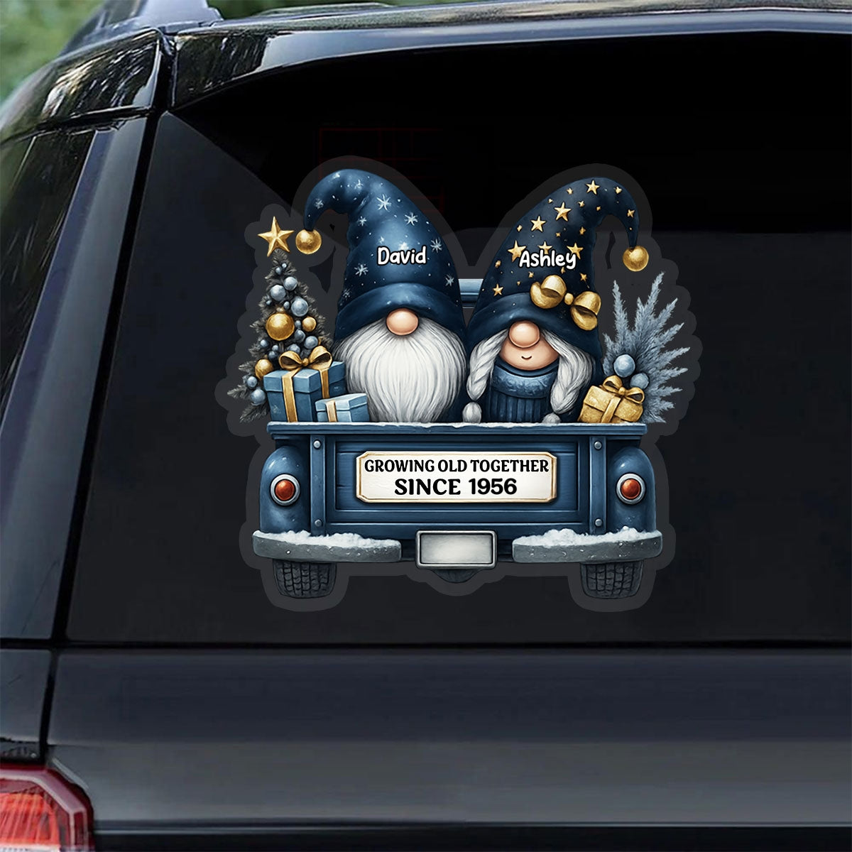Gnome Couple Growing Old Together Personalized Fridge Decal, Gift for Couple