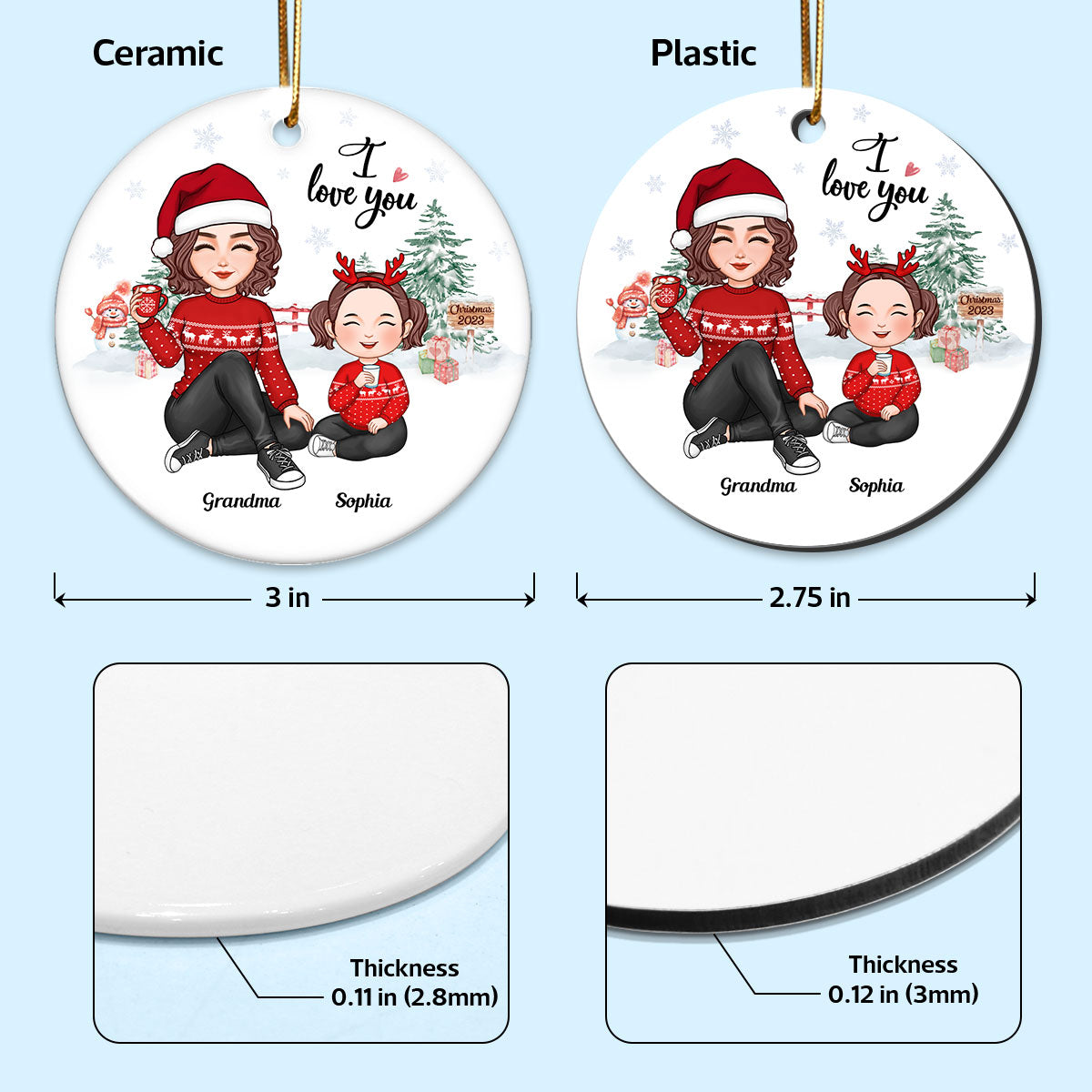 Grandma Love You Gift For Grandson Granddaughter Cute Grandma Grandkid Personalized Circle Ornament