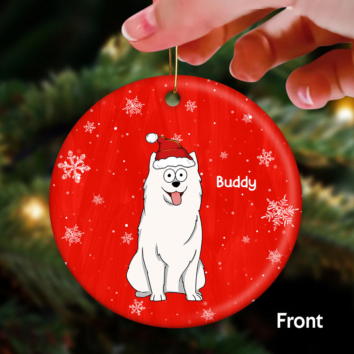 A Wagging Tail A Friendly Woof Funny Dogs Cartoon Personalized 2-Sided Ceramic Ornament