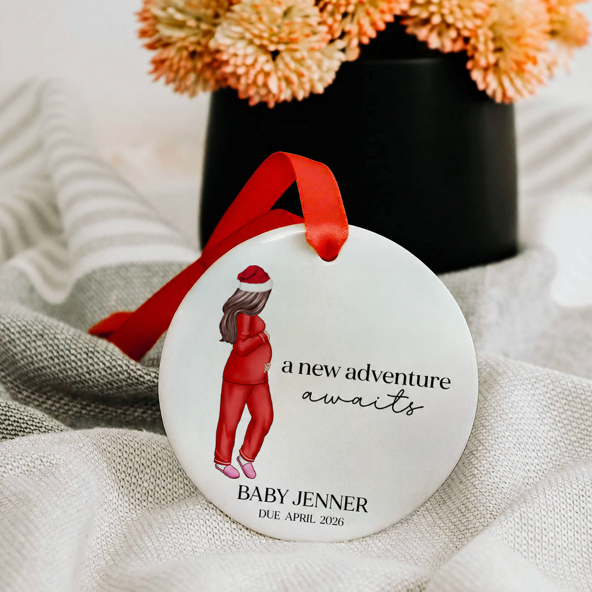 Pregnant Mom Baby Bump's First 2026 Ornament, - Personalized Ornament