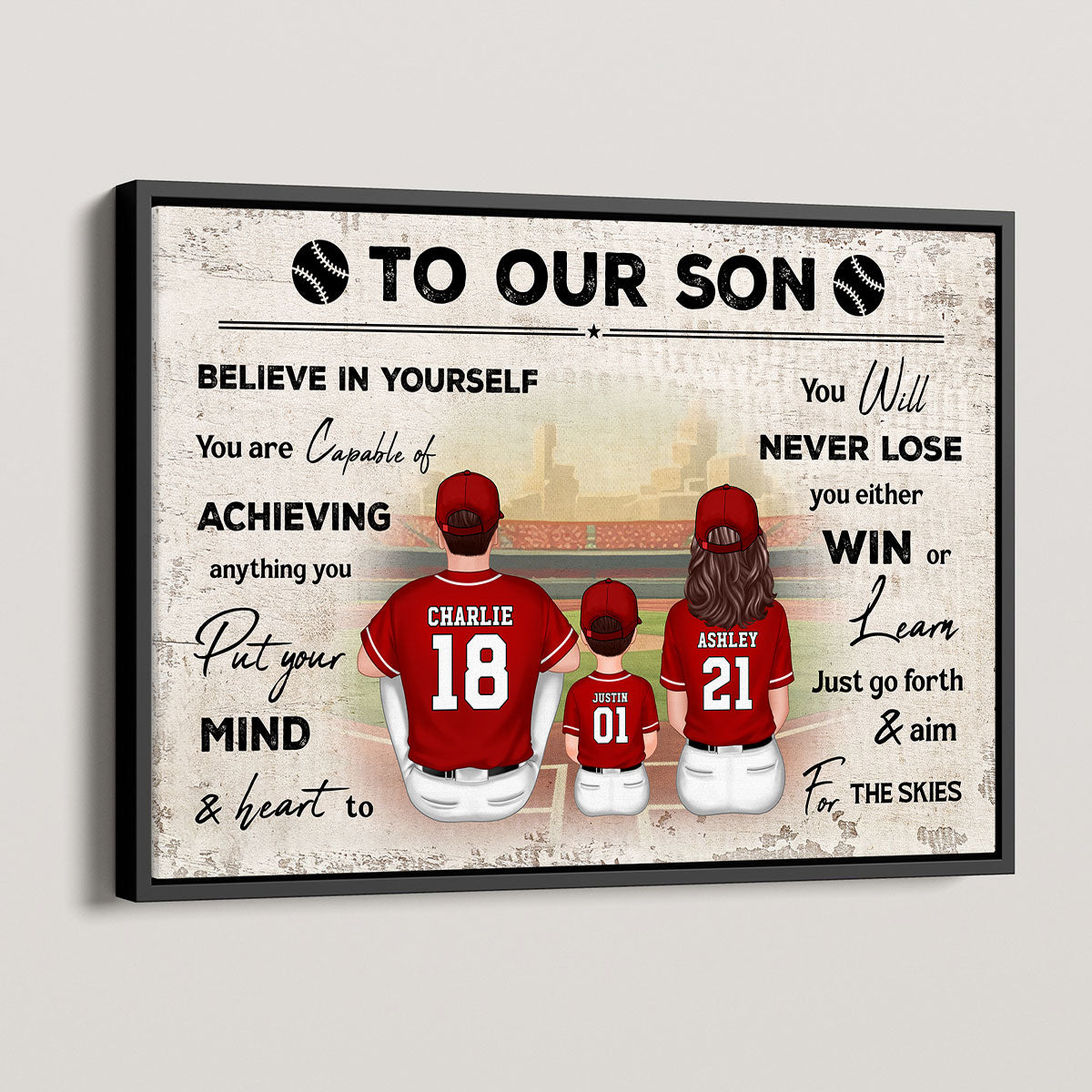 To My Son Baseball Player Personalized Horizontal Poster
