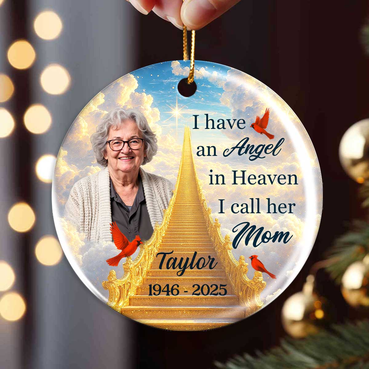 Angel in Heaven Memorial Personalized Ceramic Ornament, Sympathy Remembrance Keepsake