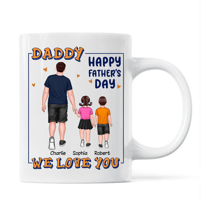Dad Daughter Son Walking Back View Personalized Mug
