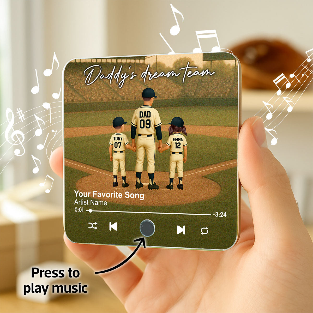 We Caught The Best Dad Man & Kids Standing Personalized Music Fridge Magnet