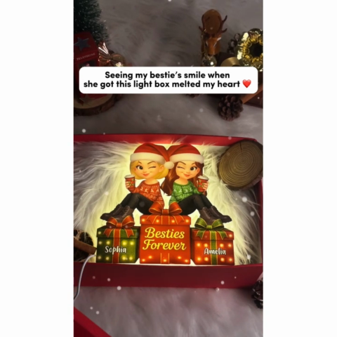 Besties Forever Beautiful Marquee Pattern Effect Christmas Gift Box - Personalized Light Box