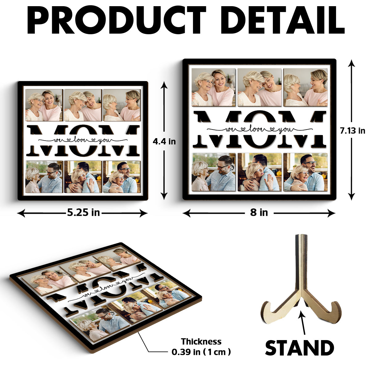 Photo Mom Grandma Cut Through Personalized 2-layer Wooden Plaque