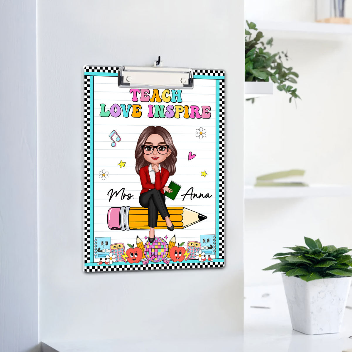 Groovy Teacher Personalized Clipboard, Appreciation Gift