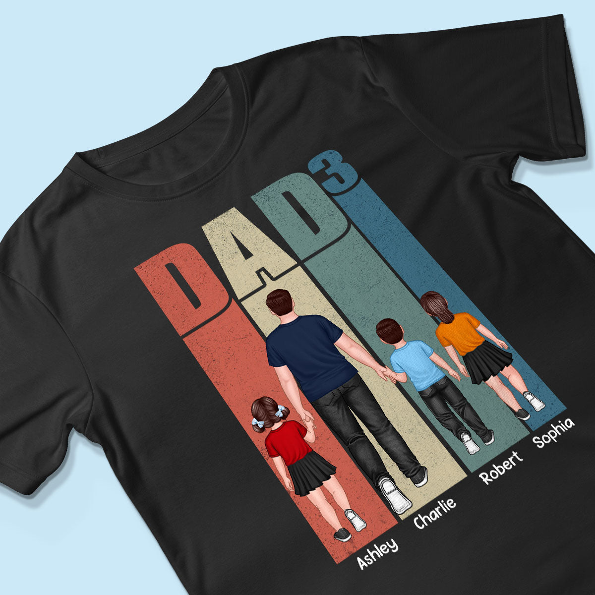 Walking Dad Retro Letters Frame Personalized Shirt