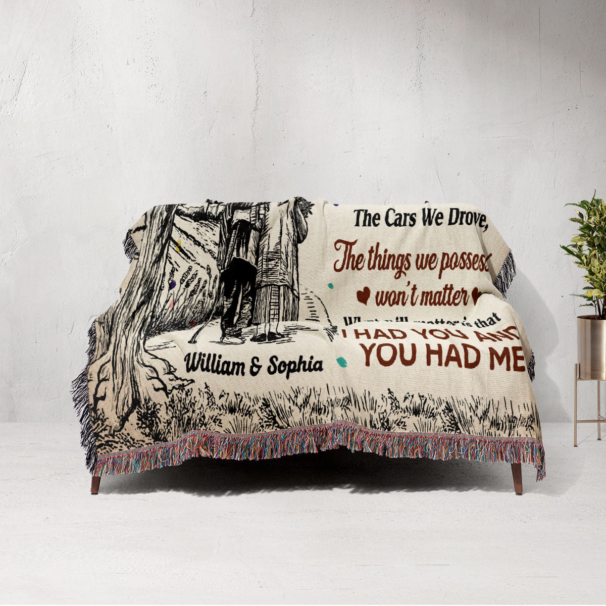 I Had You You Had Me Old Couple Walking Together Personalized Tapestry Woven Blanket