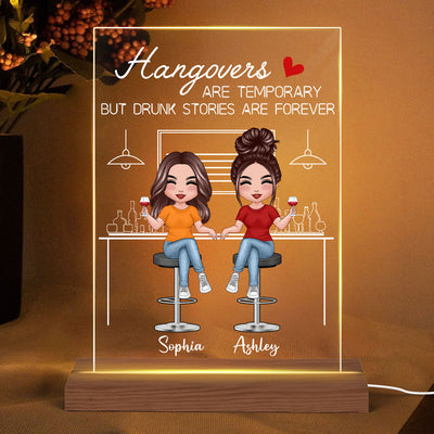 Besties Partners In Wine Personalized Rectangle Acrylic Plaque LED Lamp Night Light