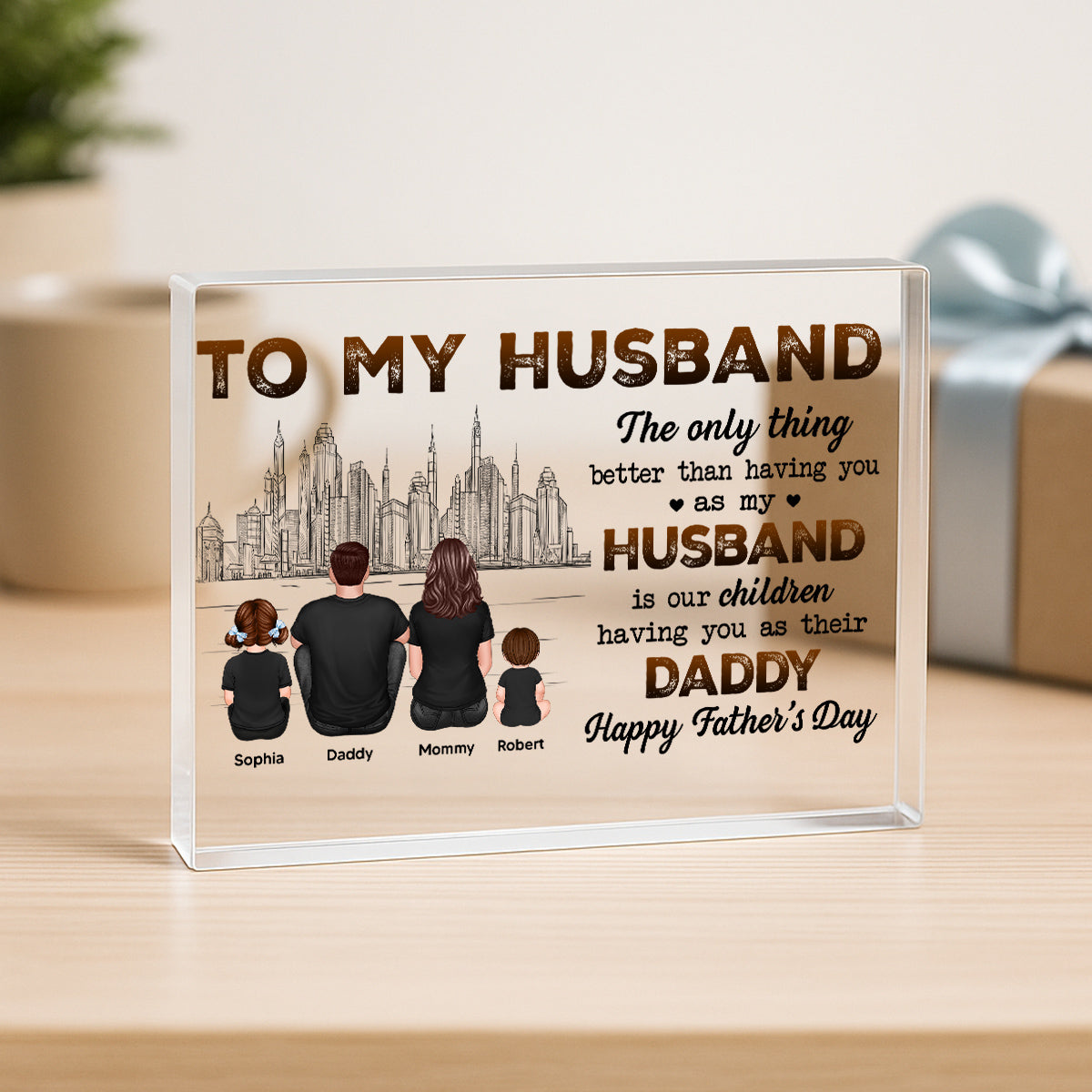 Our Children Having You As Their Daddy Personalized Rectangle Acrylic Block Plaque