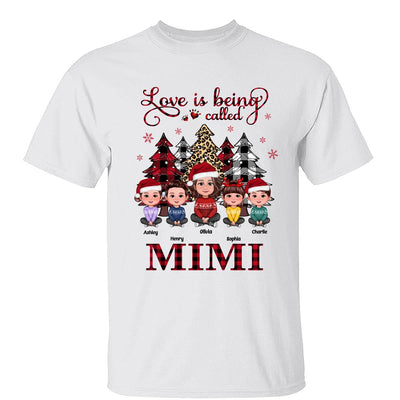 Leopard Checkered Pattern Christmas Tree Doll Grandma Grandkids Sitting Crossed Legs Personalized Shirt