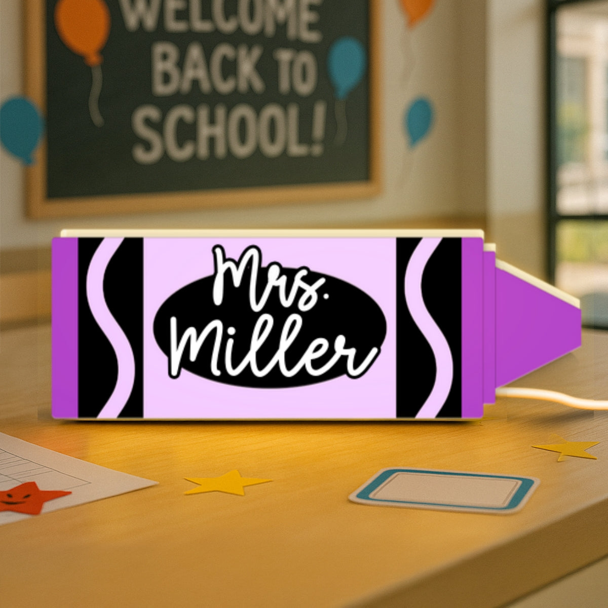 Teacher Crayon Personalized Light Box, Teacher Appreciation Gift, Back To School Gift