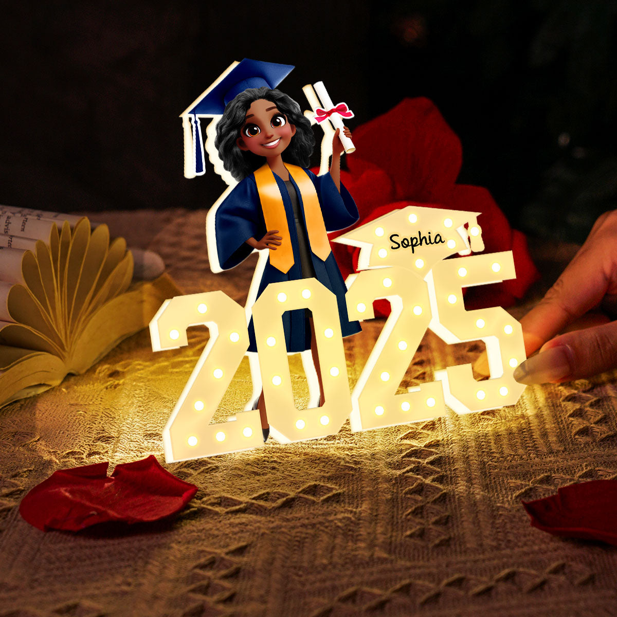 3D Effect 2025 Graduation Marquee Letters Personalized Light Box, Graduation Gift