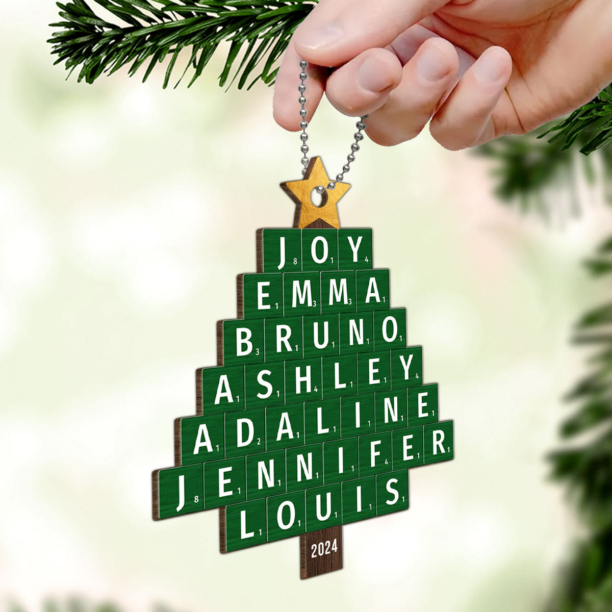 Christmas Tree Family Word Art Unique Christmas Decor Personalized Wooden Ornament