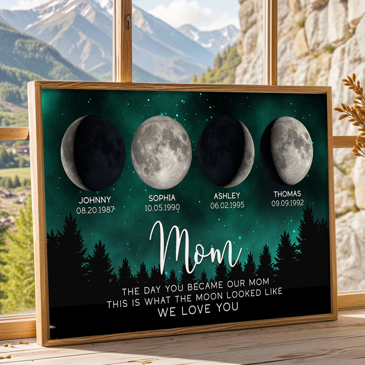 Galaxy Night The Day You Became Mom Custom Birth Moon Phase - Personalized Poster