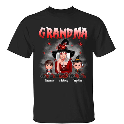 Halloween Roses Grandma With Grandkids Personalized Shirt