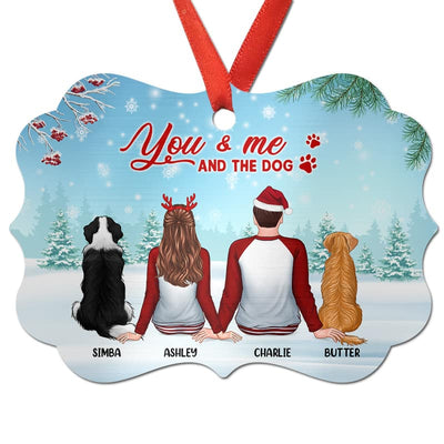You Me & The Dogs In Snow Pajamas Personalized Christmas Ornament