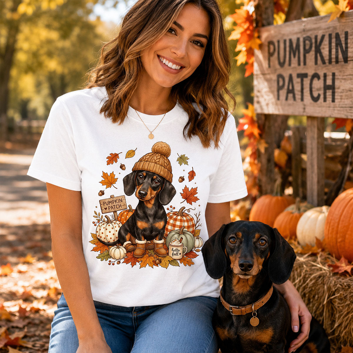 Custom Dog Photo Pumpkin Patch - Personalized Shirt - Fall Gift for Dog Moms, Cat Moms, Pet Lovers