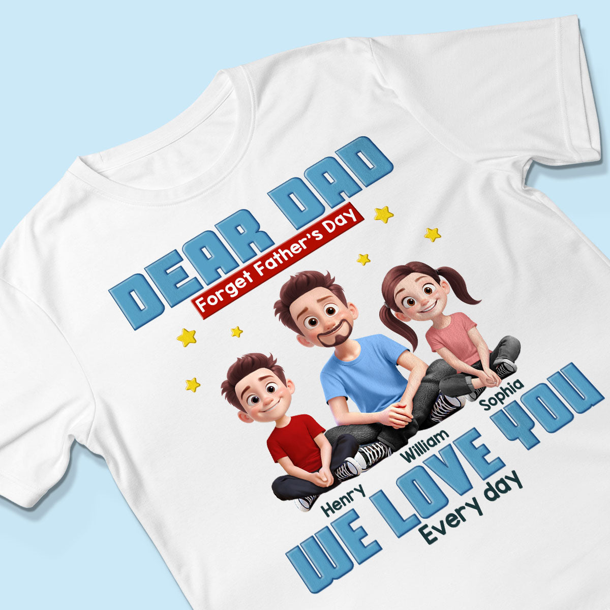 Cartoon Funny Dad And Kids Forget Father's Day Personalized Shirt, Gift For Dad