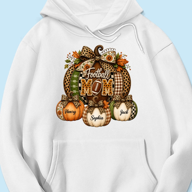 Football Mom Grandma Pumpkin Leopard Pattern - Personalized Shirt - Trendy Fall Tee for Football Mama
