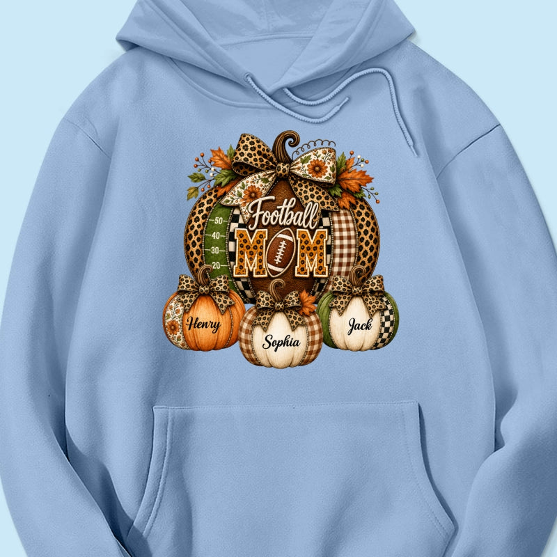Football Mom Grandma Pumpkin Leopard Pattern - Personalized Shirt - Trendy Fall Tee for Football Mama