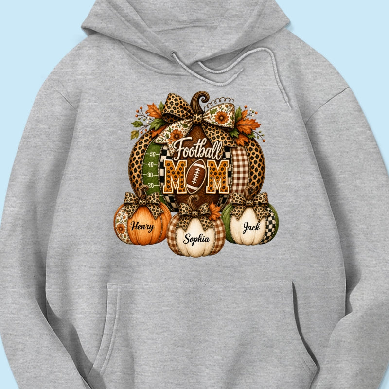 Football Mom Grandma Pumpkin Leopard Pattern - Personalized Shirt - Trendy Fall Tee for Football Mama