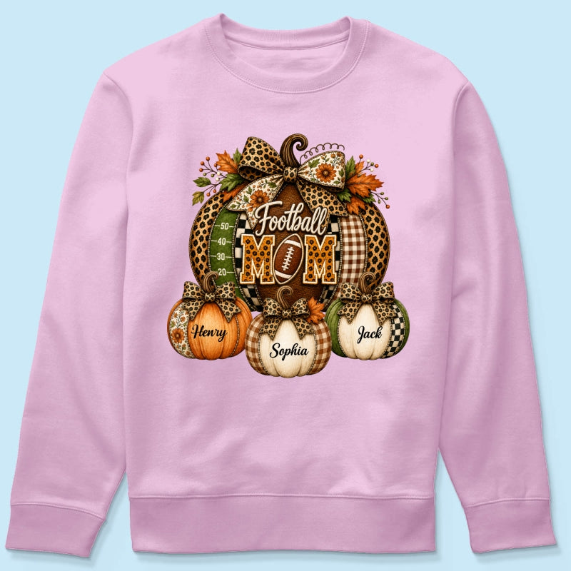 Football Mom Grandma Pumpkin Leopard Pattern - Personalized Shirt - Trendy Fall Tee for Football Mama