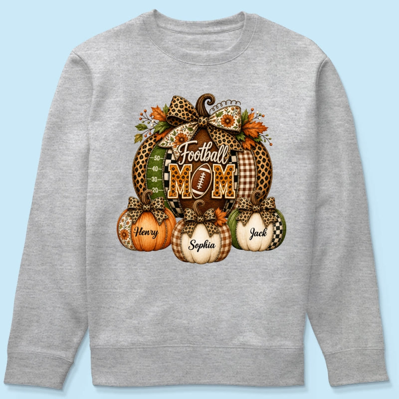 Football Mom Grandma Pumpkin Leopard Pattern - Personalized Shirt - Trendy Fall Tee for Football Mama
