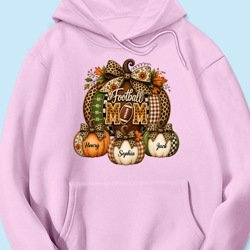 Football Mom Grandma Pumpkin Leopard Pattern - Personalized Shirt - Trendy Fall Tee for Football Mama