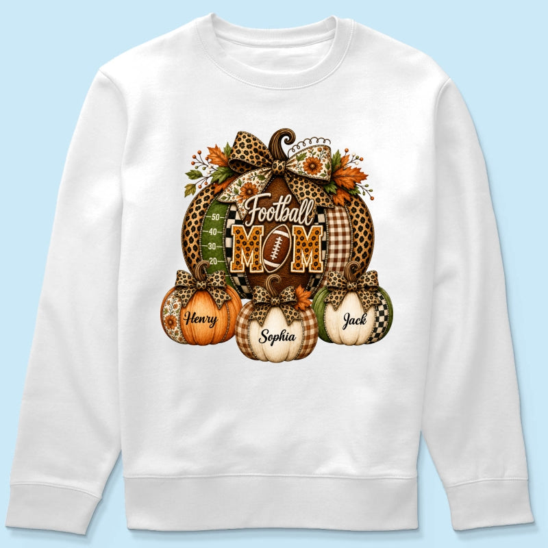 Football Mom Grandma Pumpkin Leopard Pattern - Personalized Shirt - Trendy Fall Tee for Football Mama