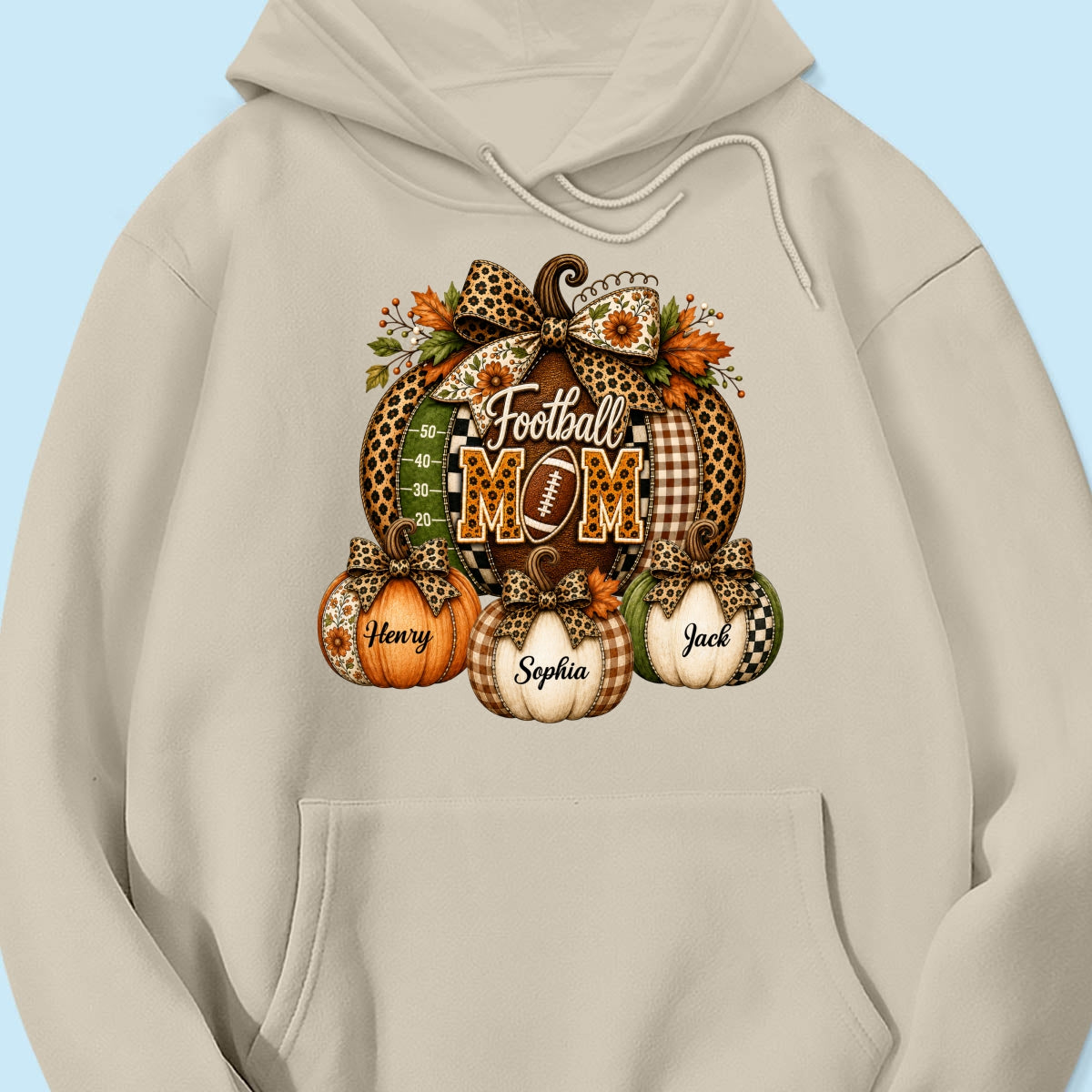 Football Mom Grandma Pumpkin Leopard Pattern - Personalized Shirt - Trendy Fall Tee for Football Mama