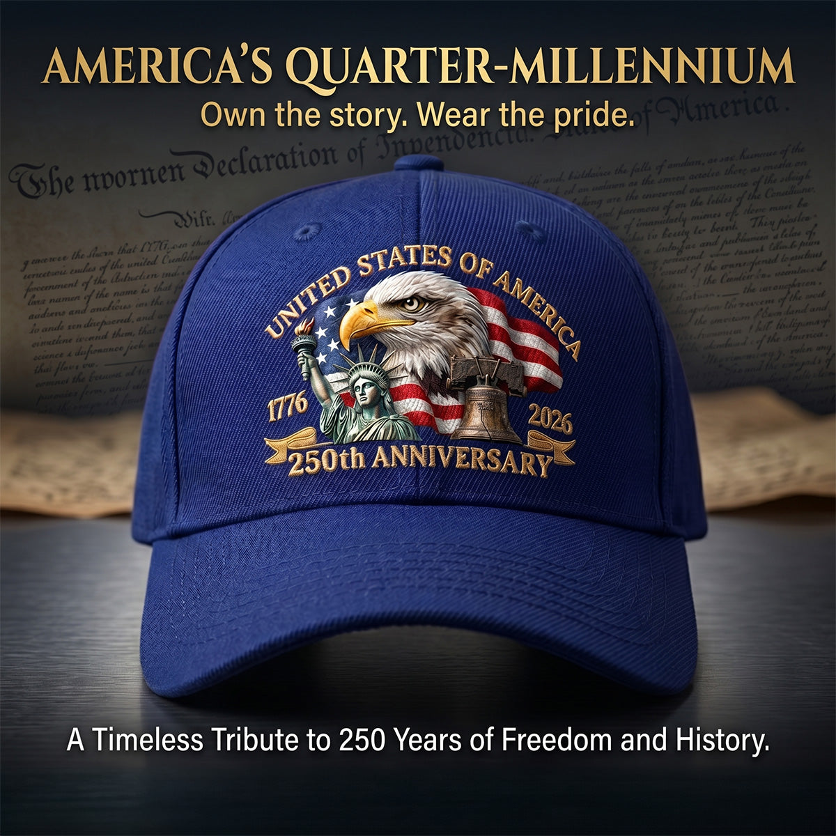 United States 250th Anniversary Eagle Liberty & Bell Printed - Personalized Classic Cap
