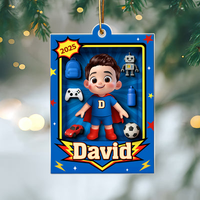 Cute Little Boy In Toy Box - Personalized Acrylic Ornament - Unique Christmas Gift For Kids, Grandkids