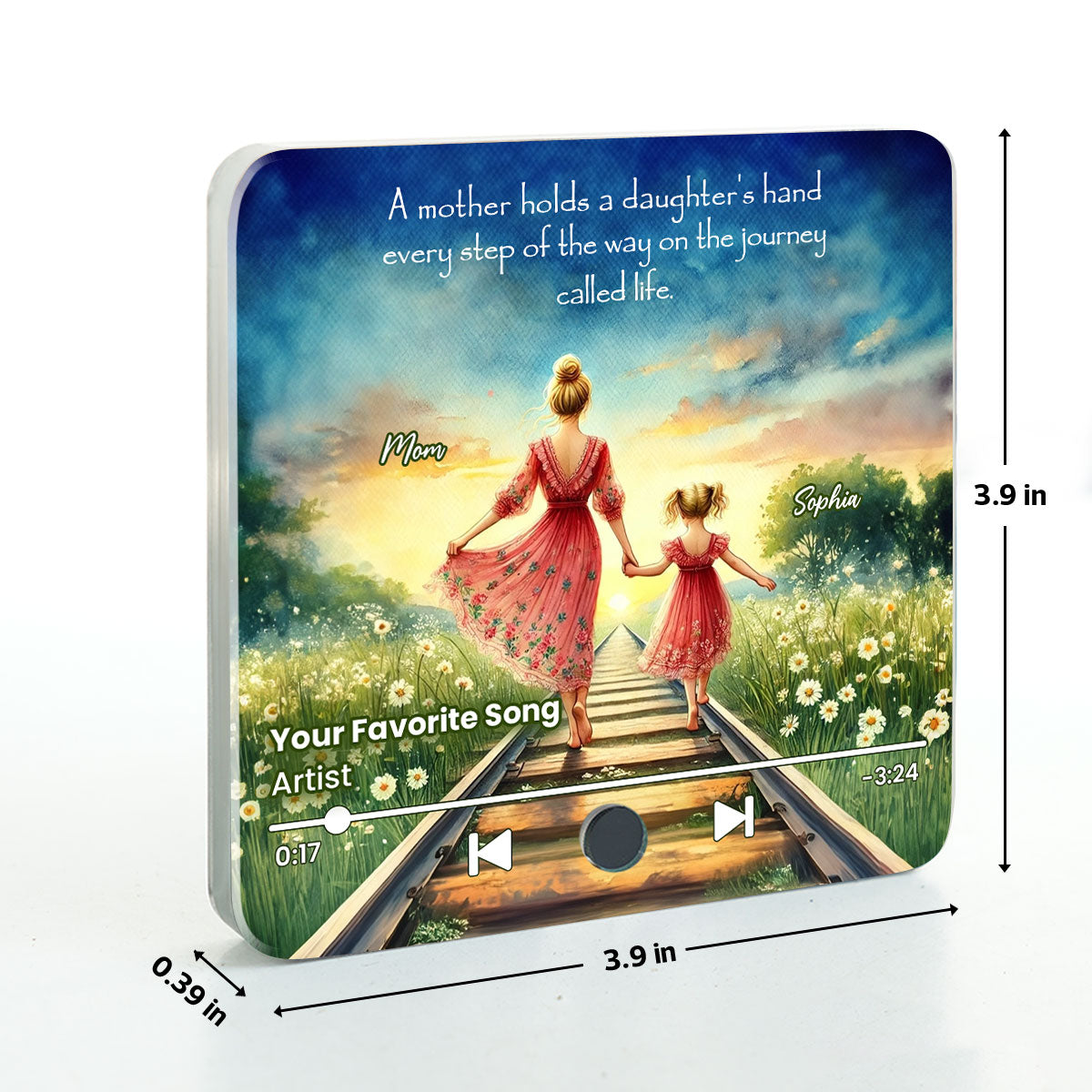 A Mother Holds Her Daughter's Hand Personalized Music Fridge Magnet, Heartfelt Mother Daughter Gift, Birthday Gift for Mom