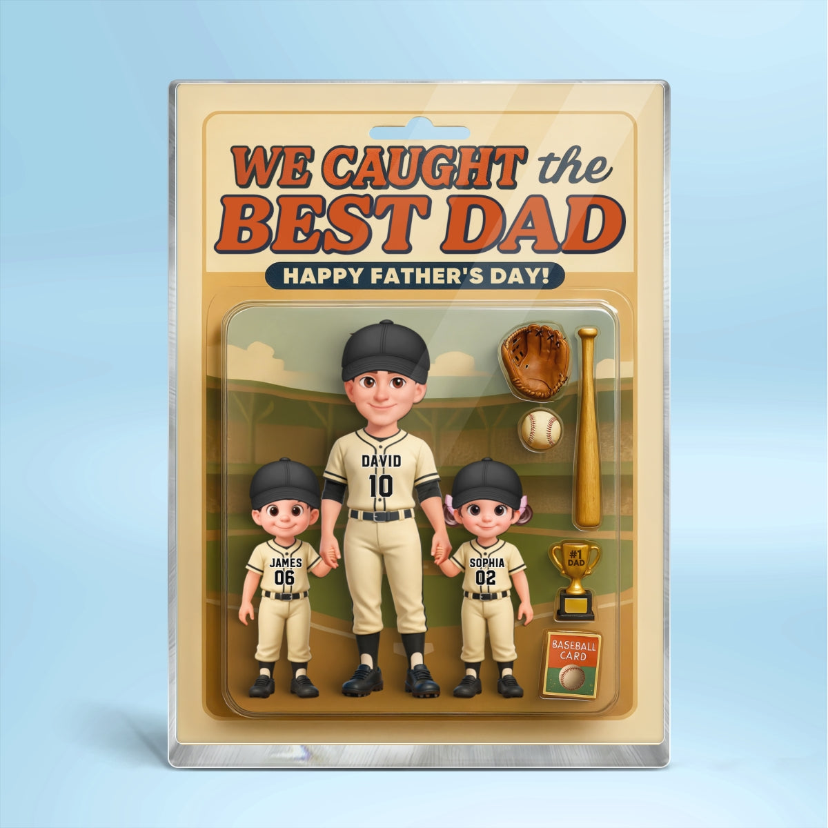 Baseball Things We Caught The Best Dad - Personalized Acrylic Block Plaque - Father's Day Gift For Baseball Dad