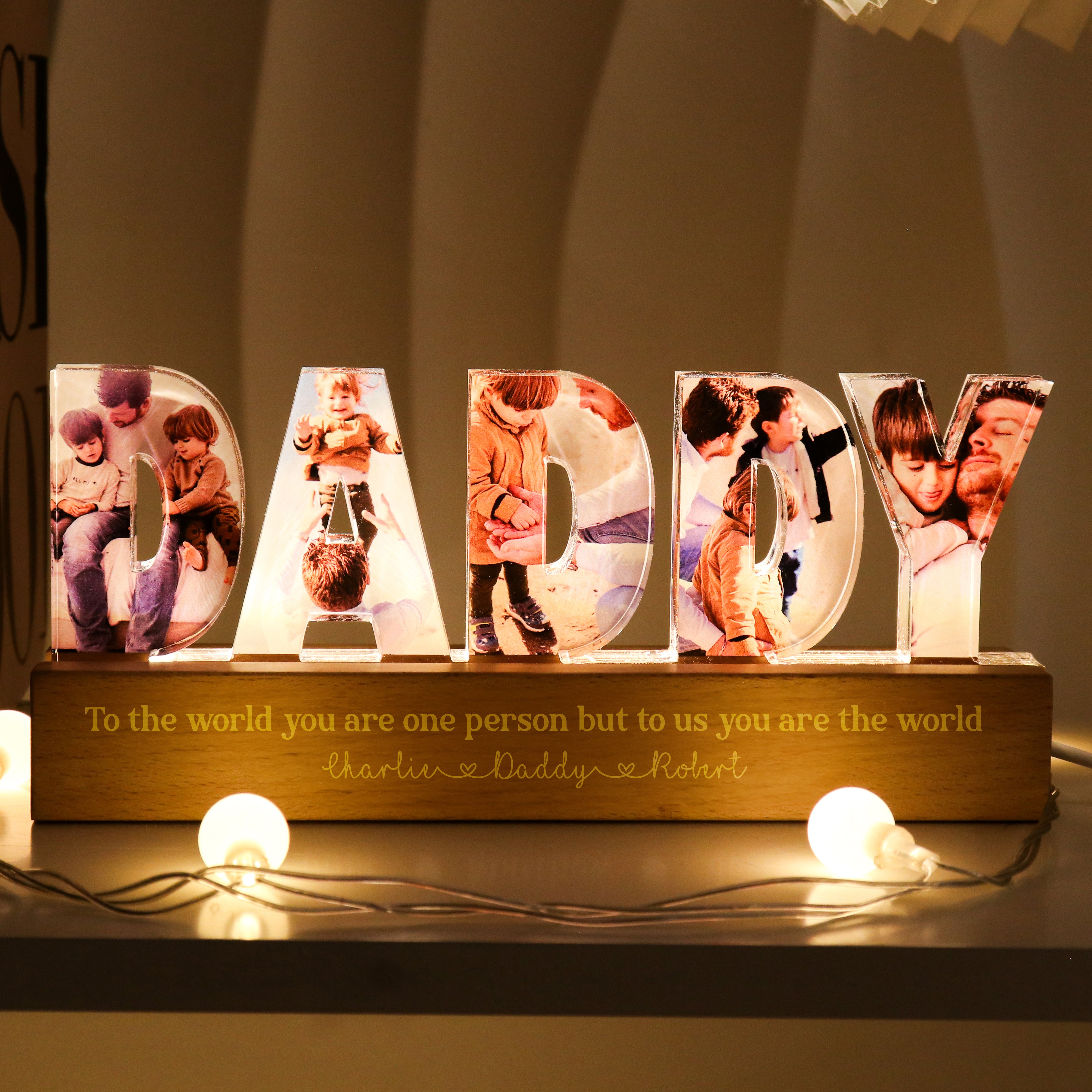 Daddy To Us You Are The World Photo Collage Personalized LED Night Light, Perfect Gift For Your Men