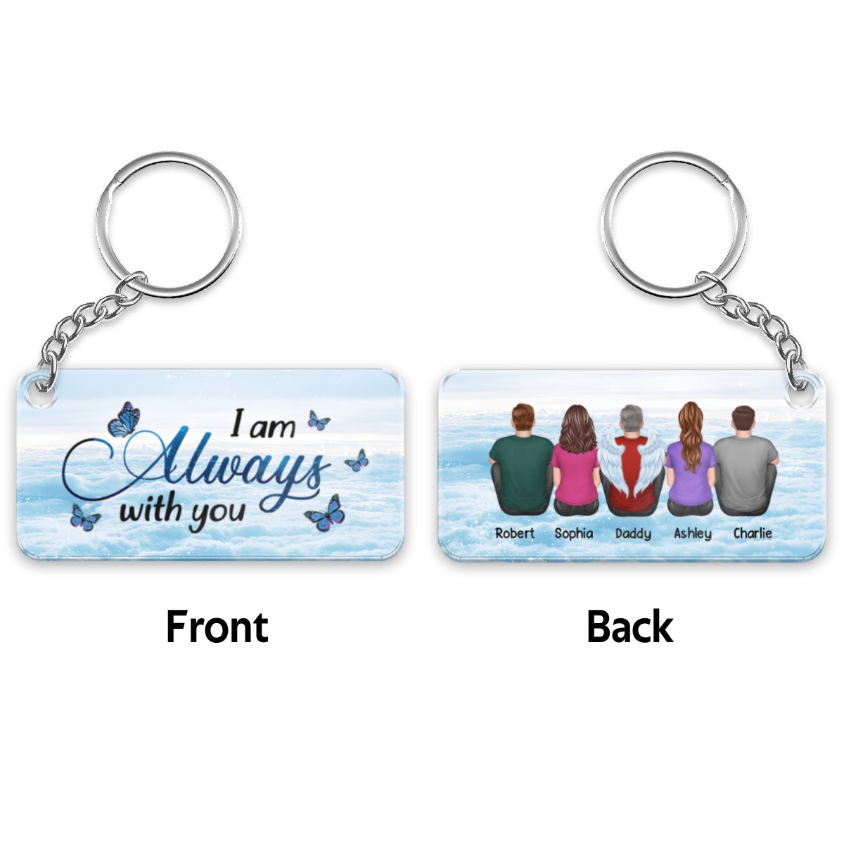Always With You Grandma Grandpa Dad Mom Kids Dogs Cats Family Memorial - Personalized Acrylic Keychain - Sympathy Gift, Remembrance Gift