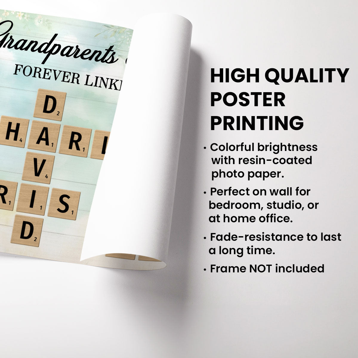 Grandma Grandpa & Grandkids Crossword Puzzle Personalized Poster, Heartfelt Gift For Grandma's Birthday, Mother's Day or Just Because