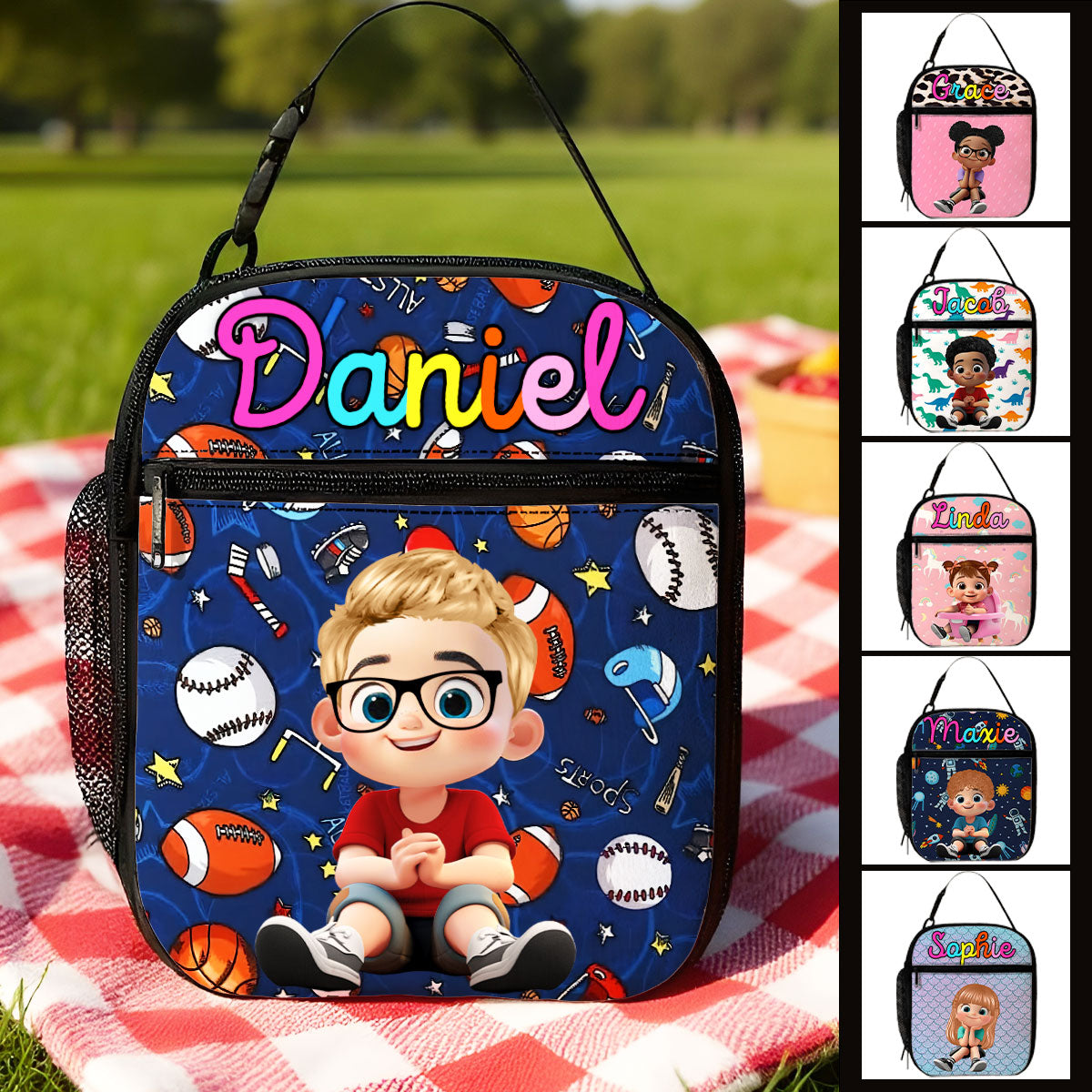 Personalized Insulated Kid Lunch Bag, Back to School Meal Tote Kit for Girls, Boys
