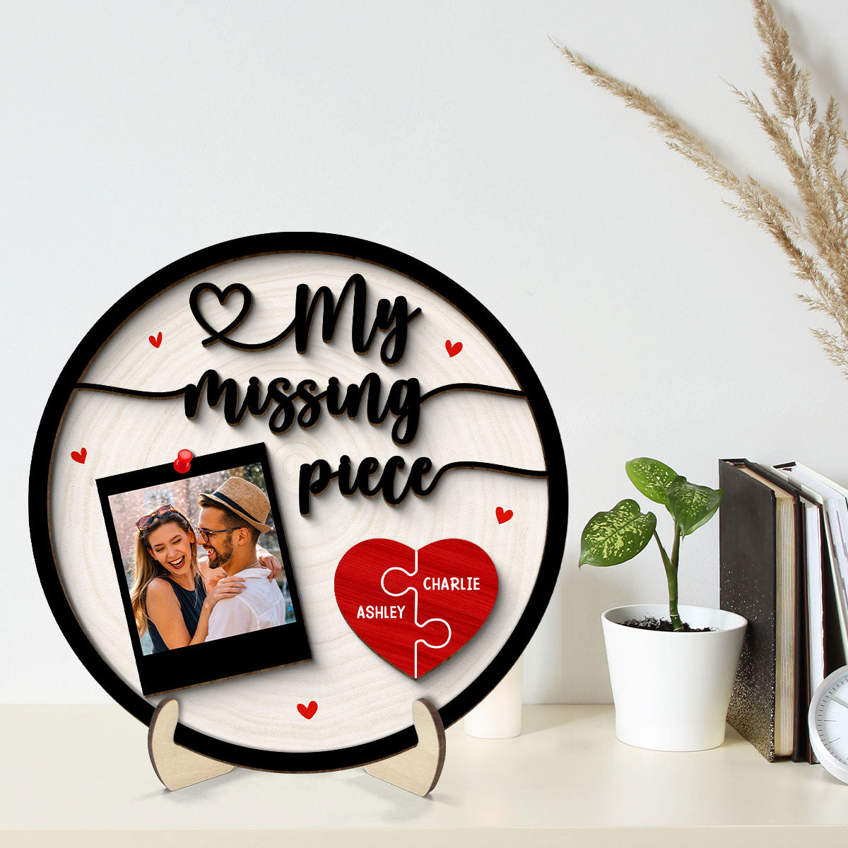My Missing Piece Couple Photo  Gift Personalized 2-Layer Wooden Plaque