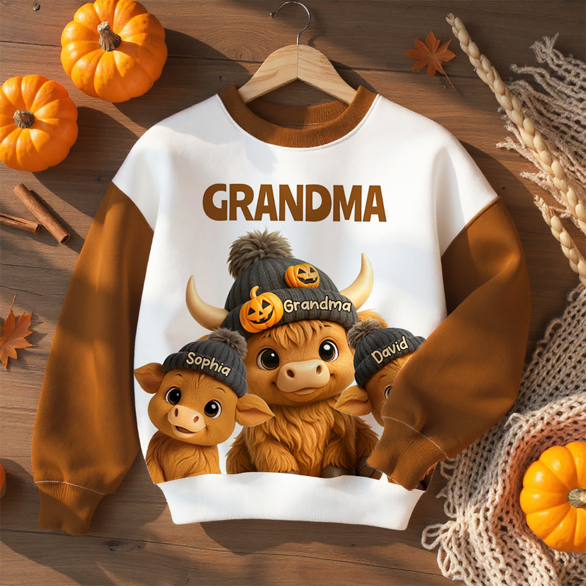 Mama Grandma Cow Personalized Sweatshirt, Cozy Fall Sweatshirt