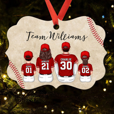 Baseball Family Team Sitting Personalized Aluminum Ornament, Christmas Decoration