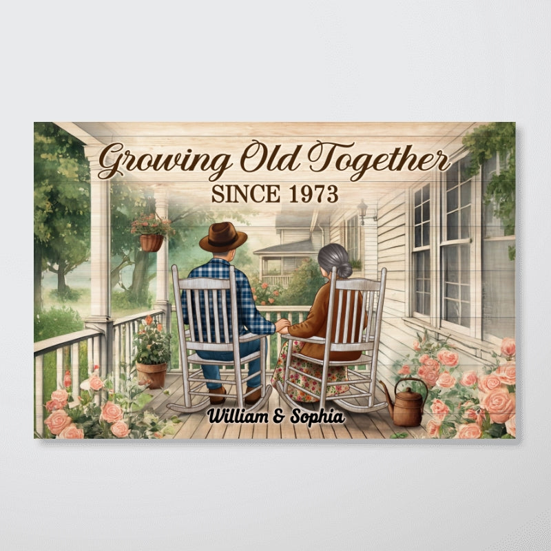 Couple Sitting On The Porch, Growing Old Together Personalized Poster, Heartfelt  Gift For Couple, For Him, For Her, Husband, Wife